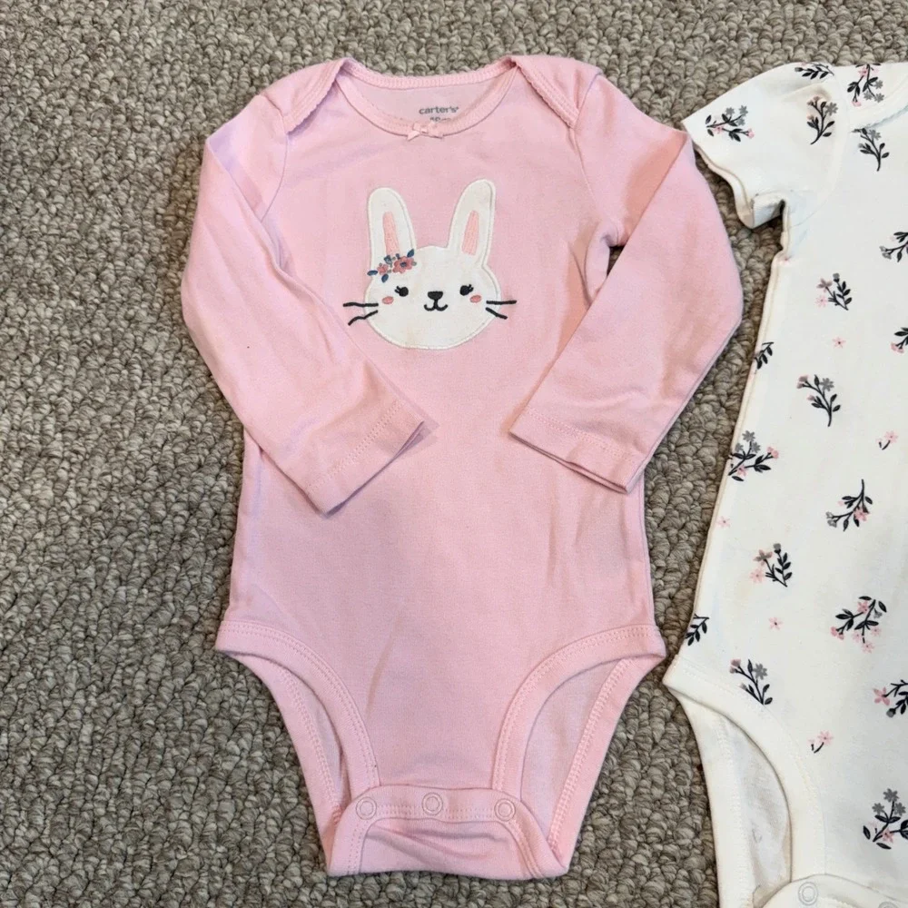 Carters Baby Girls 3 Piece Bunny Floral Bodysuit and Leggings Set Size 18 Months